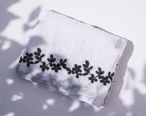 White Embroidered Lawn Scarf