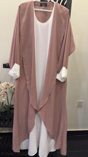 Pink and White Abaya