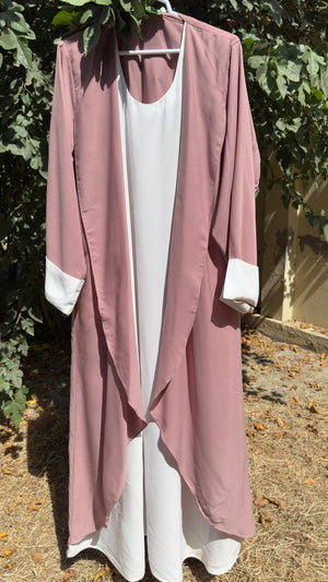 Pink and White Abaya