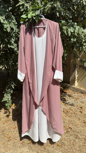 Pink and White Abaya