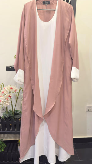 Pink and White Abaya